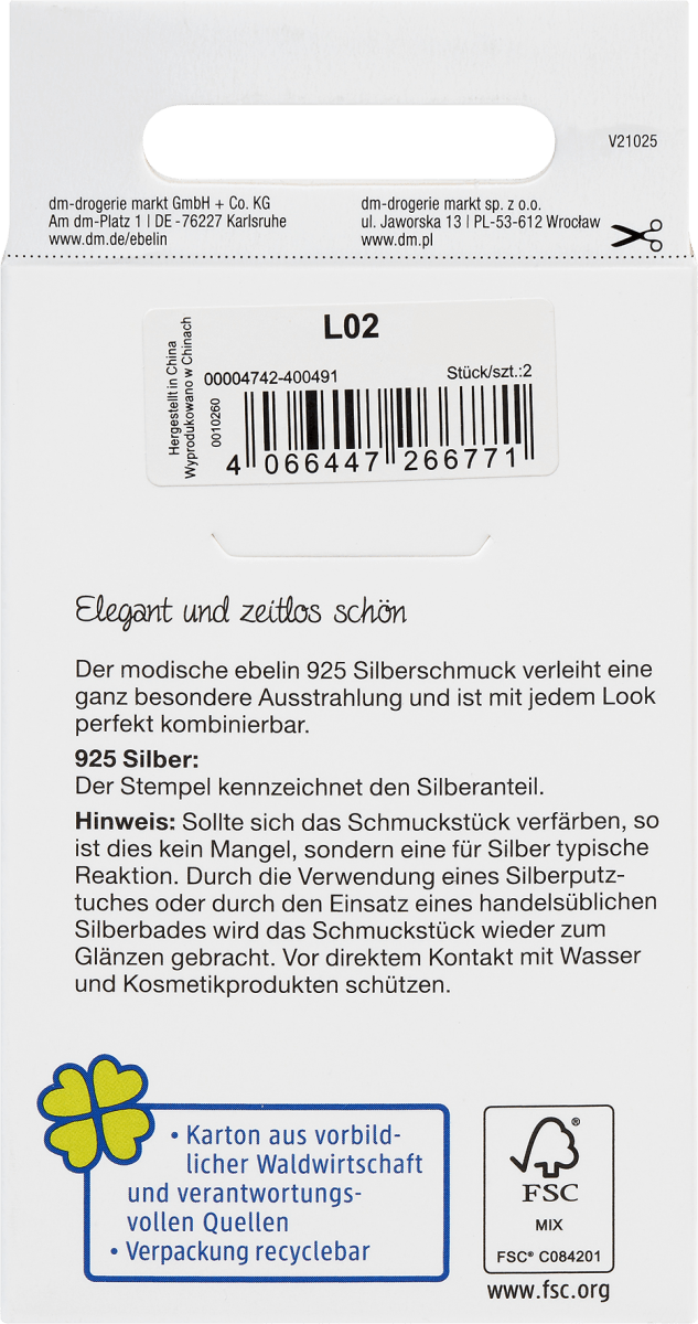Ohrstecker Unendlichkeitszeichen 925 Silber, 2 St