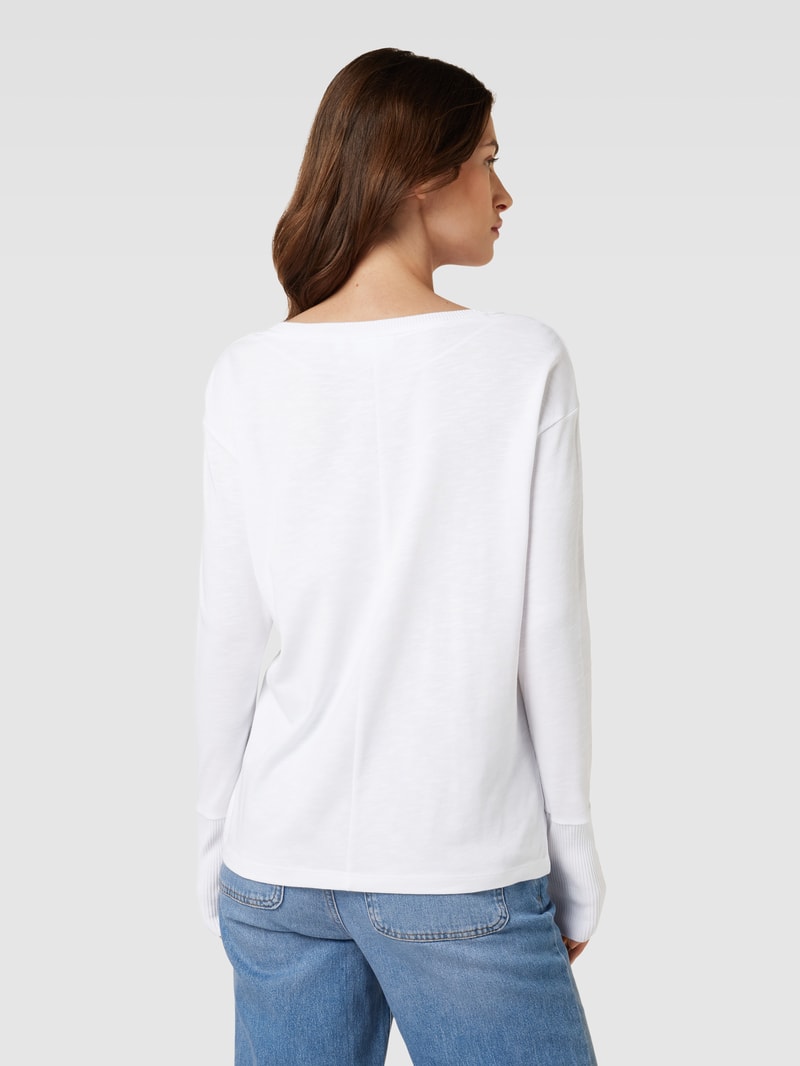 Longsleeve mit U-Boot-Ausschnitt in weiß