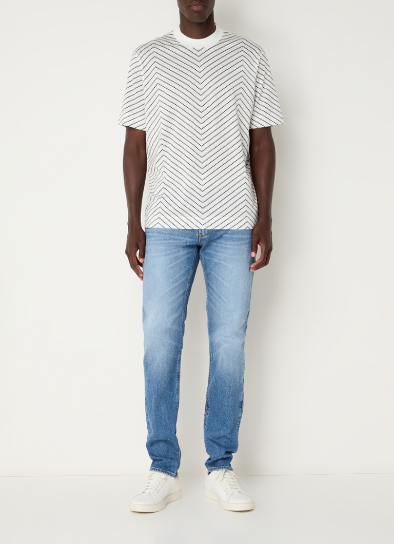 Tricou Emporio Armani din amestec de lyocell cu imprimeu în zig-zag.