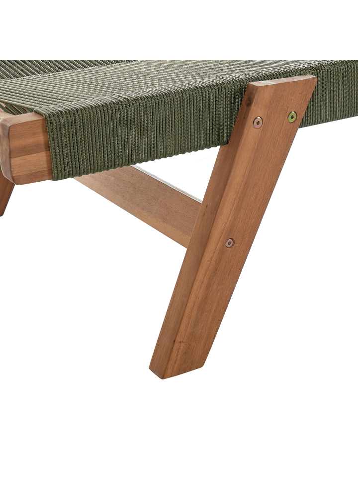 Beliani Gartenliege PROSSEDI in Grün/Heller Holzfarbton - (W) 64 x (H) 35 x (L) 190 cm günstig kaufen onesize