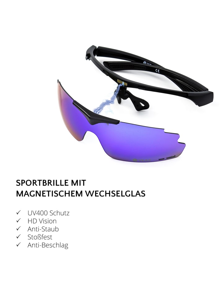 YEAZ SUNUP Magnet-Sport-Sonnenbrille in mattschwarz günstig kaufen onesize