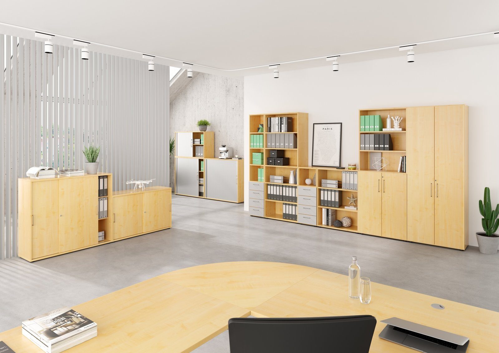 bümö Aktenregal smart Schubladen Regal - 4 Schübe, Dekor: Weiß/Silber