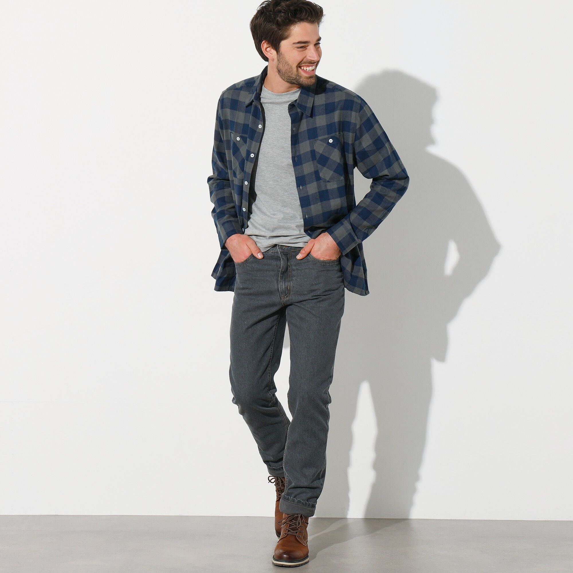 Jean droit 5 poches doublé flanelle chaude