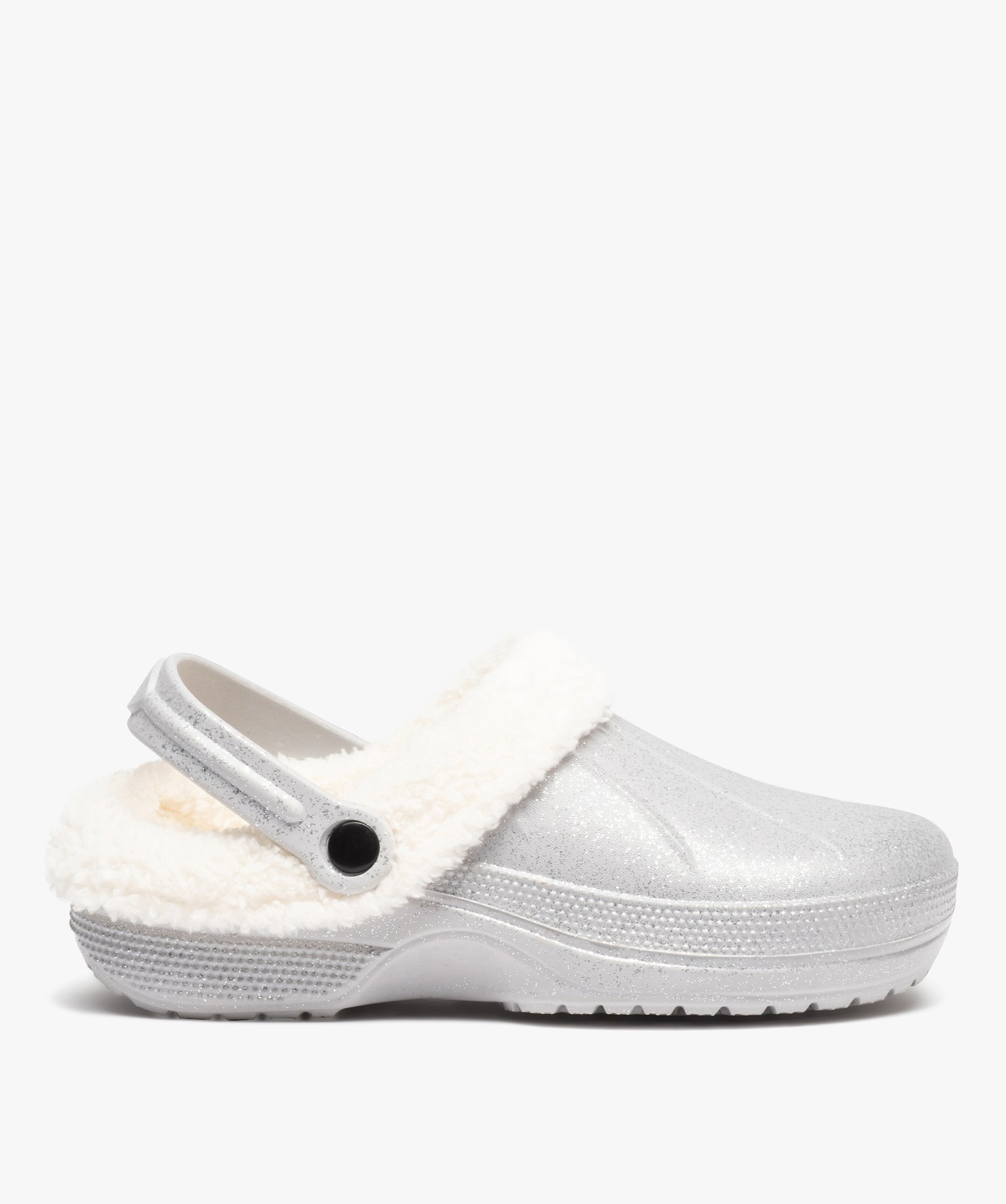 Chaussons femme sabots fourrés doublure amovible argent | GEMO