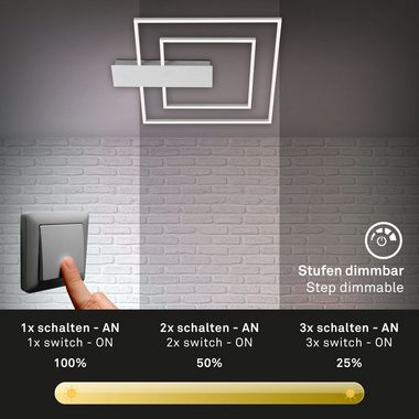 Briloner Leuchten LED Deckenleuchte 3545-018, LED fest verbaut, Warmweiß, aluminiumfarbig, LED, dimmbar, 3000 Lumen, Deckenlampe