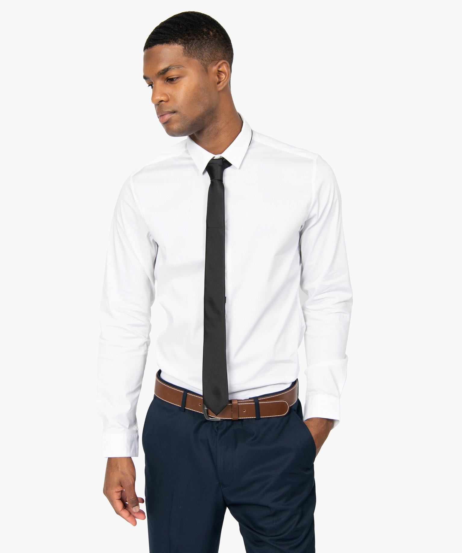 Cravate unie pour homme noir | GEMO