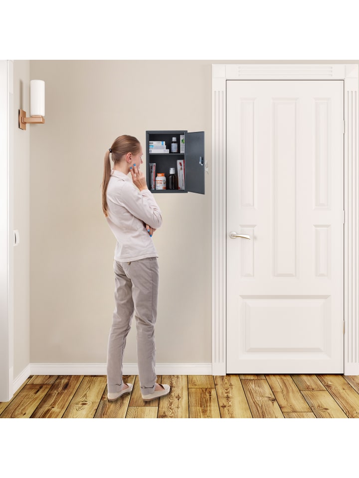 relaxdays Medizinschrank in Grau/ Weiß - (B)21,5 x (H)32 x (T)9,5 cm günstig kaufen onesize