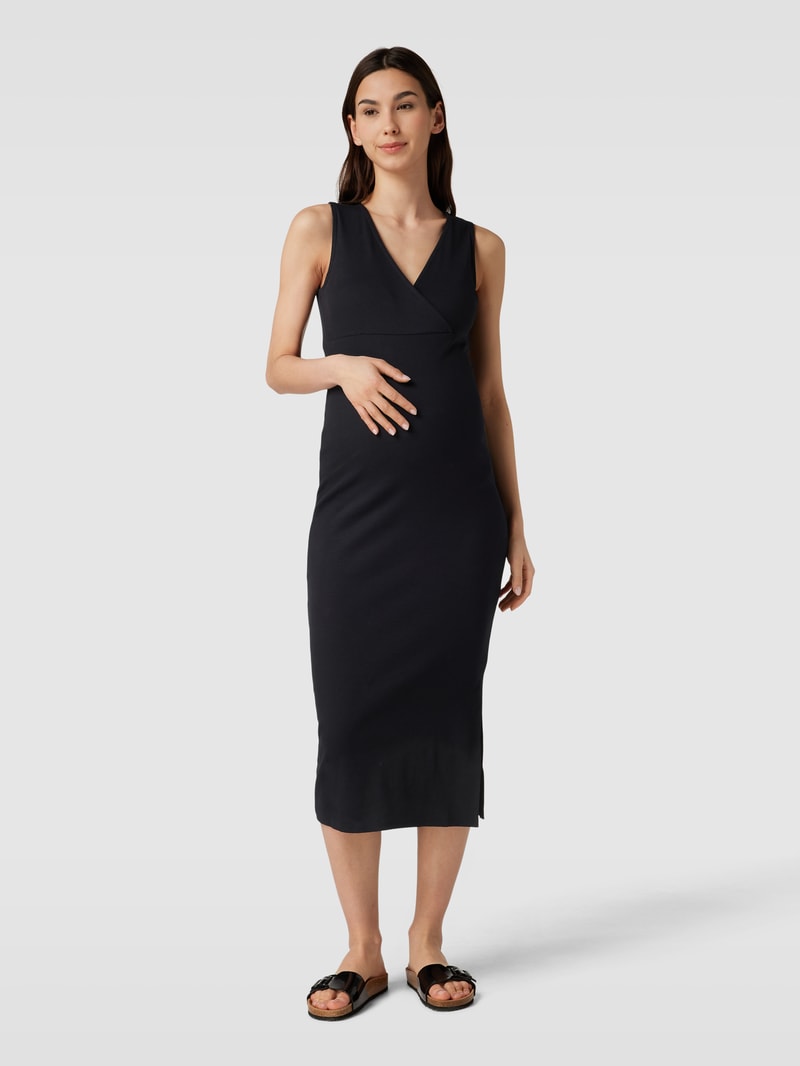 Umstands-Midikleid in Feinripp-Optik Modell 'EMILY' in schwarz