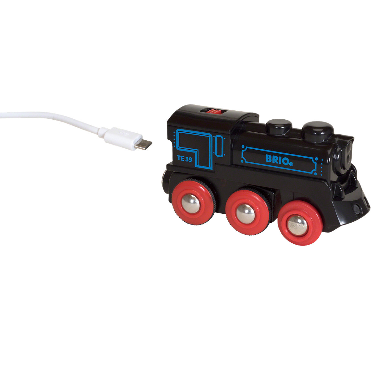 Schwarze Akku-Lok mit Mini-USB