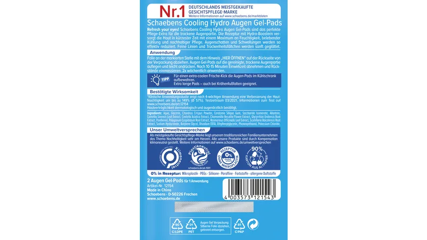 Schaebens Cooling Hydro Augen Gel-Pads