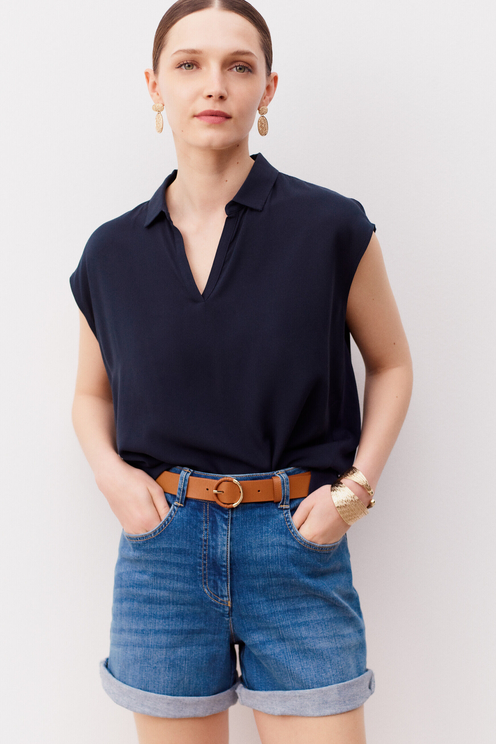 short solar denim stone femme