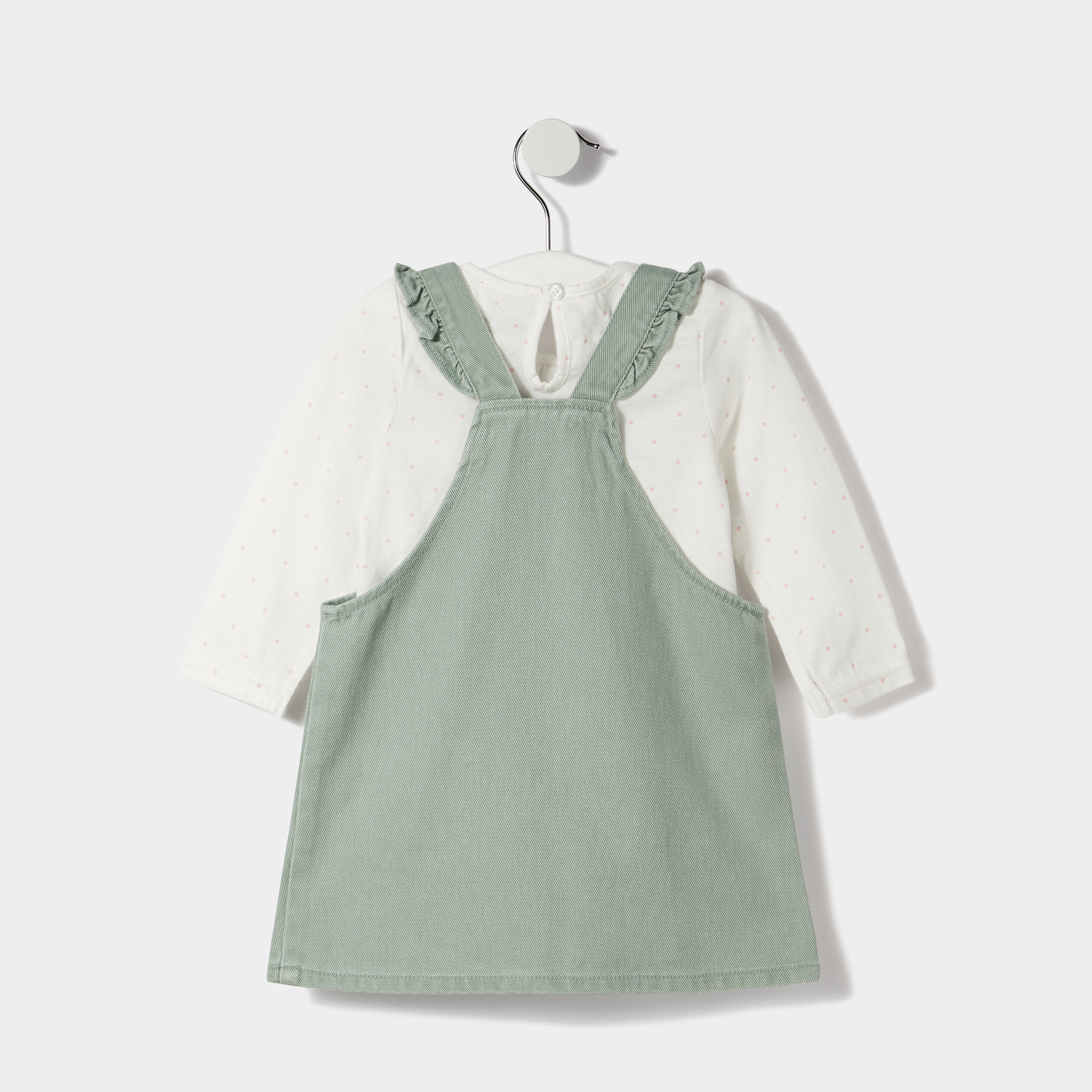 Ensemble 3 pièces vert kaki bébé fille | La Halle