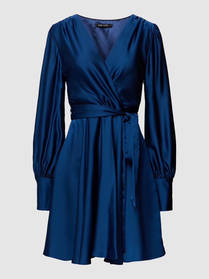 Cocktailkleid in Wickel-Optik in blau
