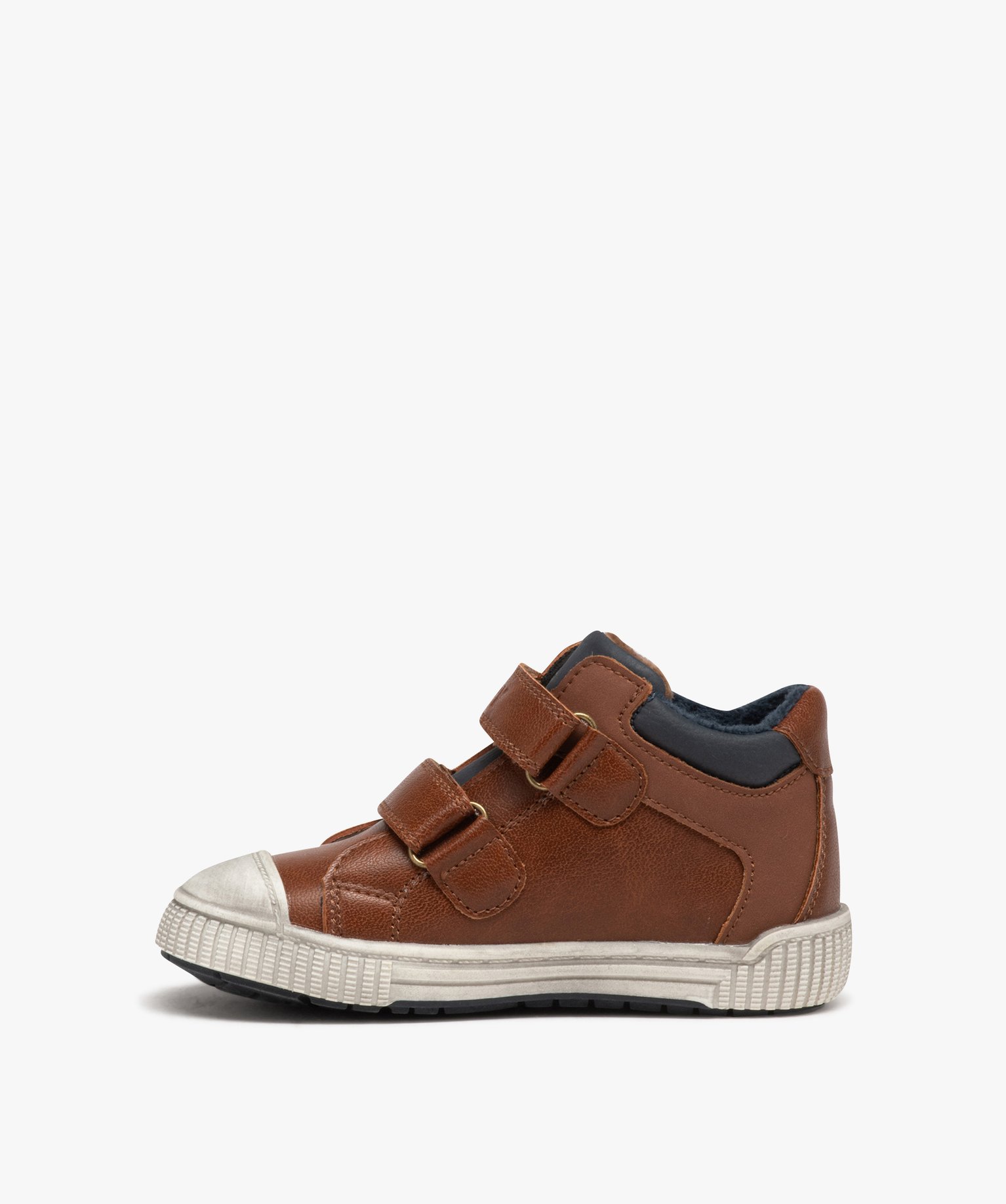 Baskets Garçon mid-cut bicolores à double scratch - Gepy camel | GEMO