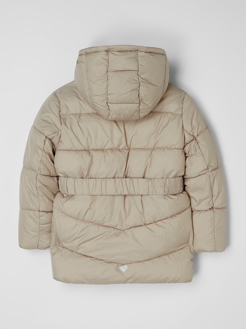 Steppjacke mit abnehmbarer Kapuze in stein