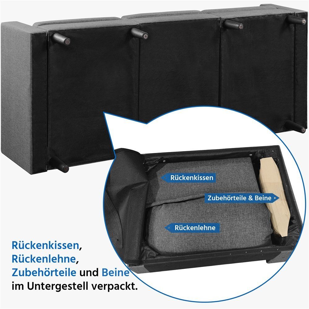 Yaheetech Schlafsofa, 3-Sitzer-Sofa Couch Polstersofa für 3 Personen, max.340 KG belastbar
