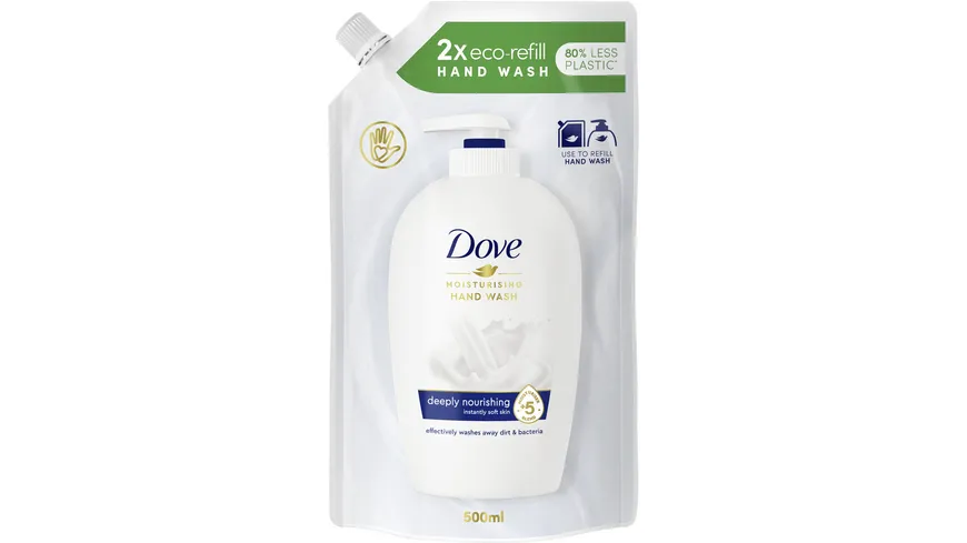Dove Hand-Waschlotion für empfindliche Haut Flüssigseife mit ¼ Feuchtigkeitscreme Nachfüllung 500 ml