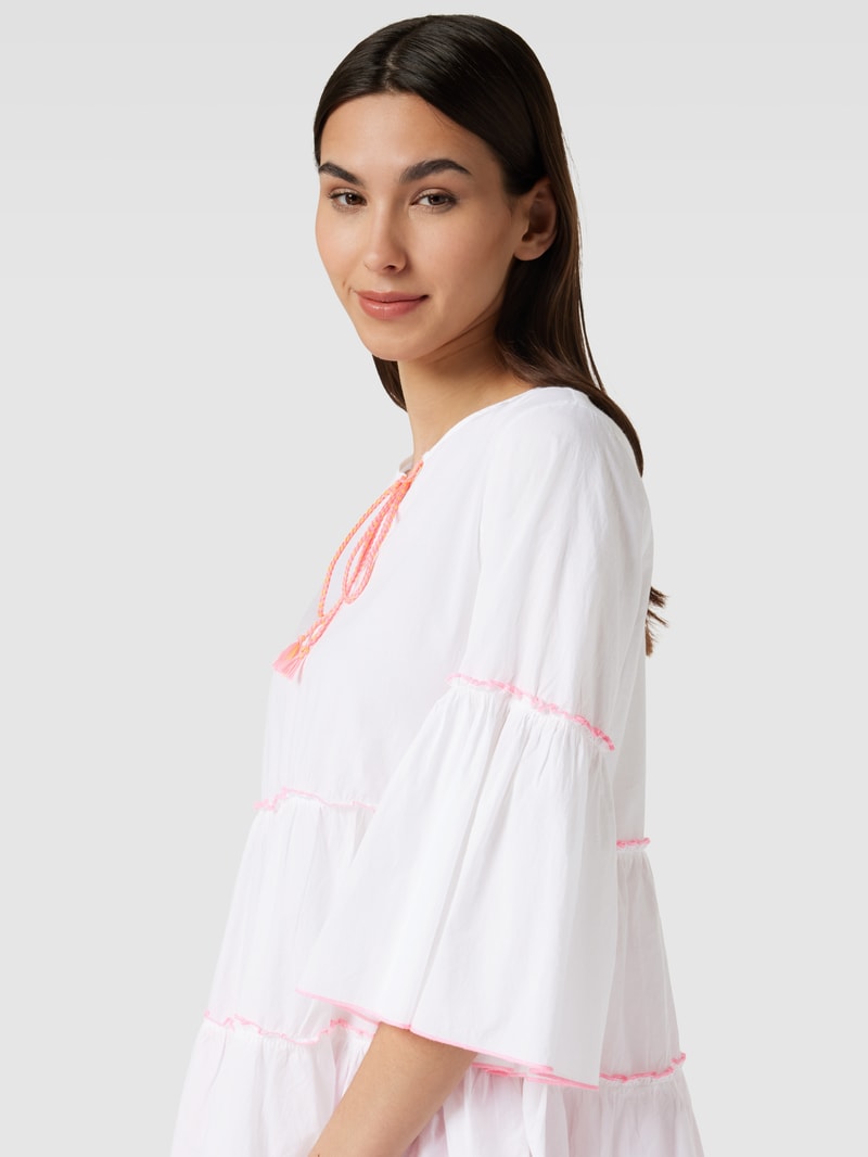 Blusenshirt aus Baumwolle mit Rüschen in weiß