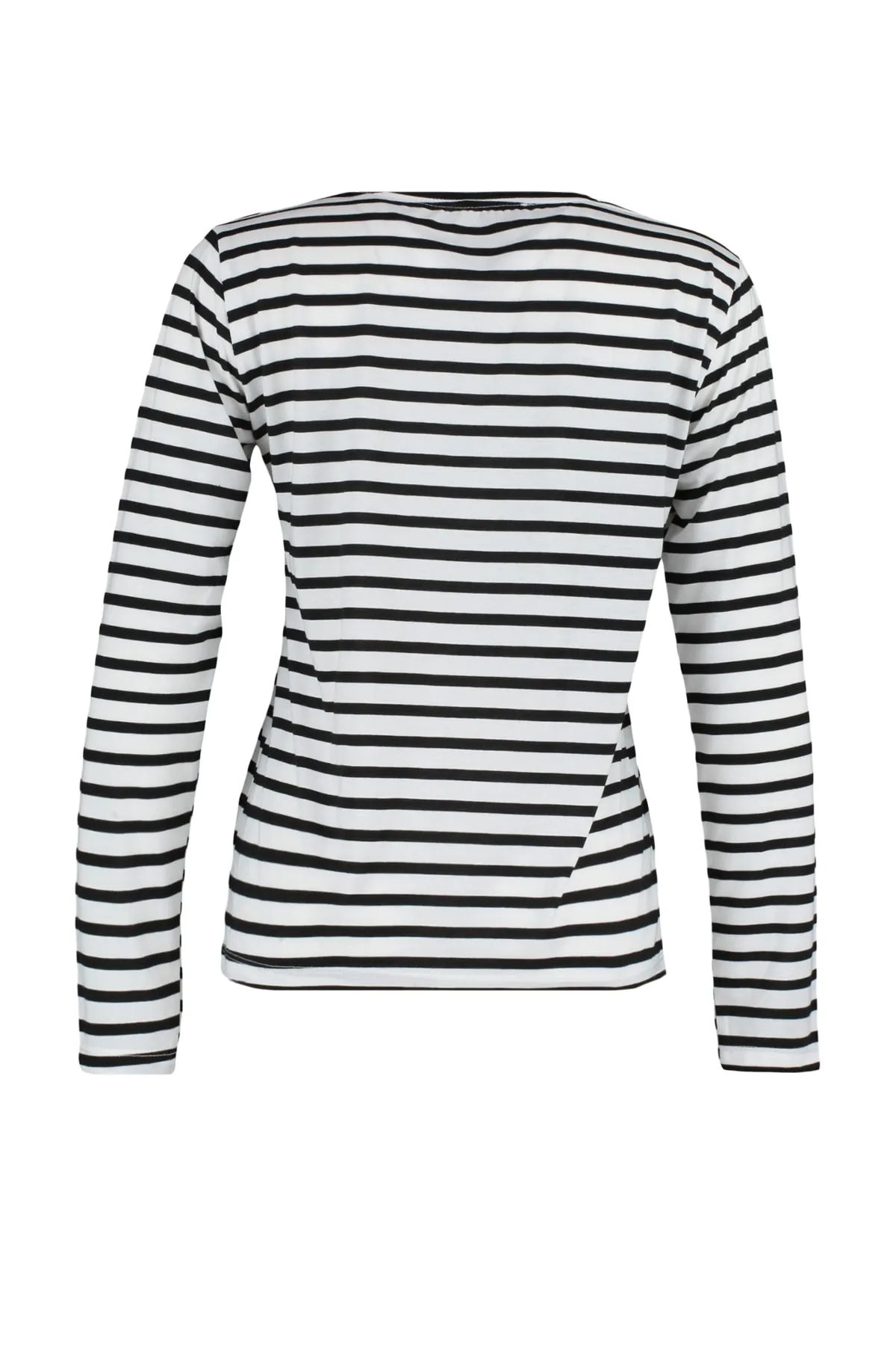 Trendyol Collection  Weiß gestreiftes Basic-Strick-T-Shirt TWOAW23TS00002
