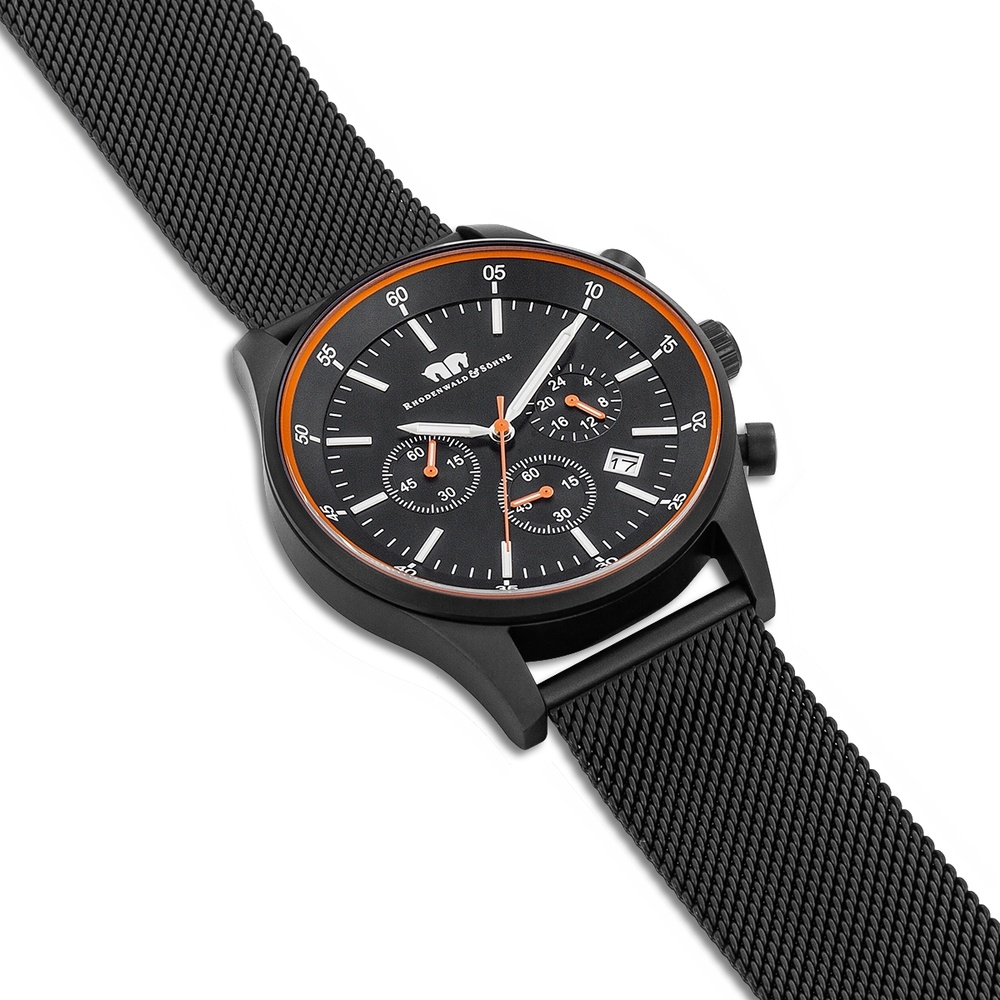 Rhodenwald & Söhne Chronographe Goodwill en Noir Acier inoxydable en Noir Montre