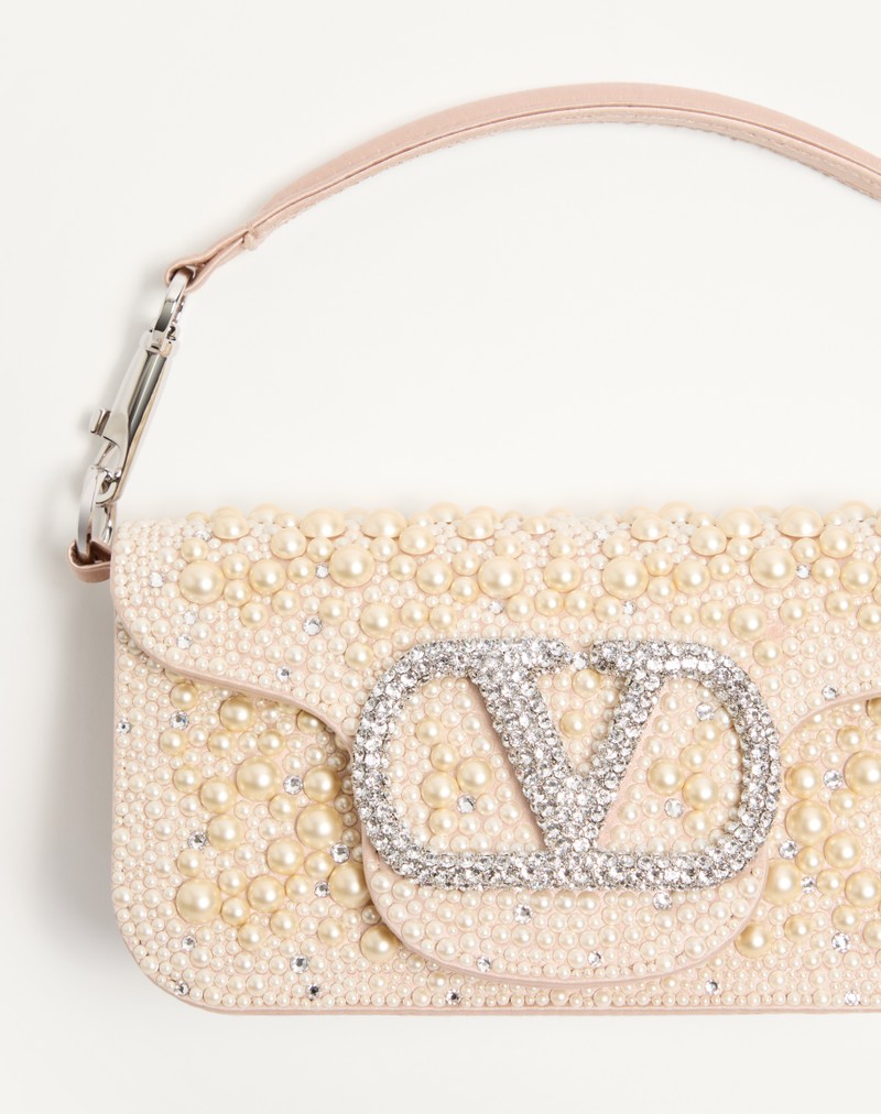 Valentino Garavani Locò lille skuldertaske med perler, rhinsten og juvellogo