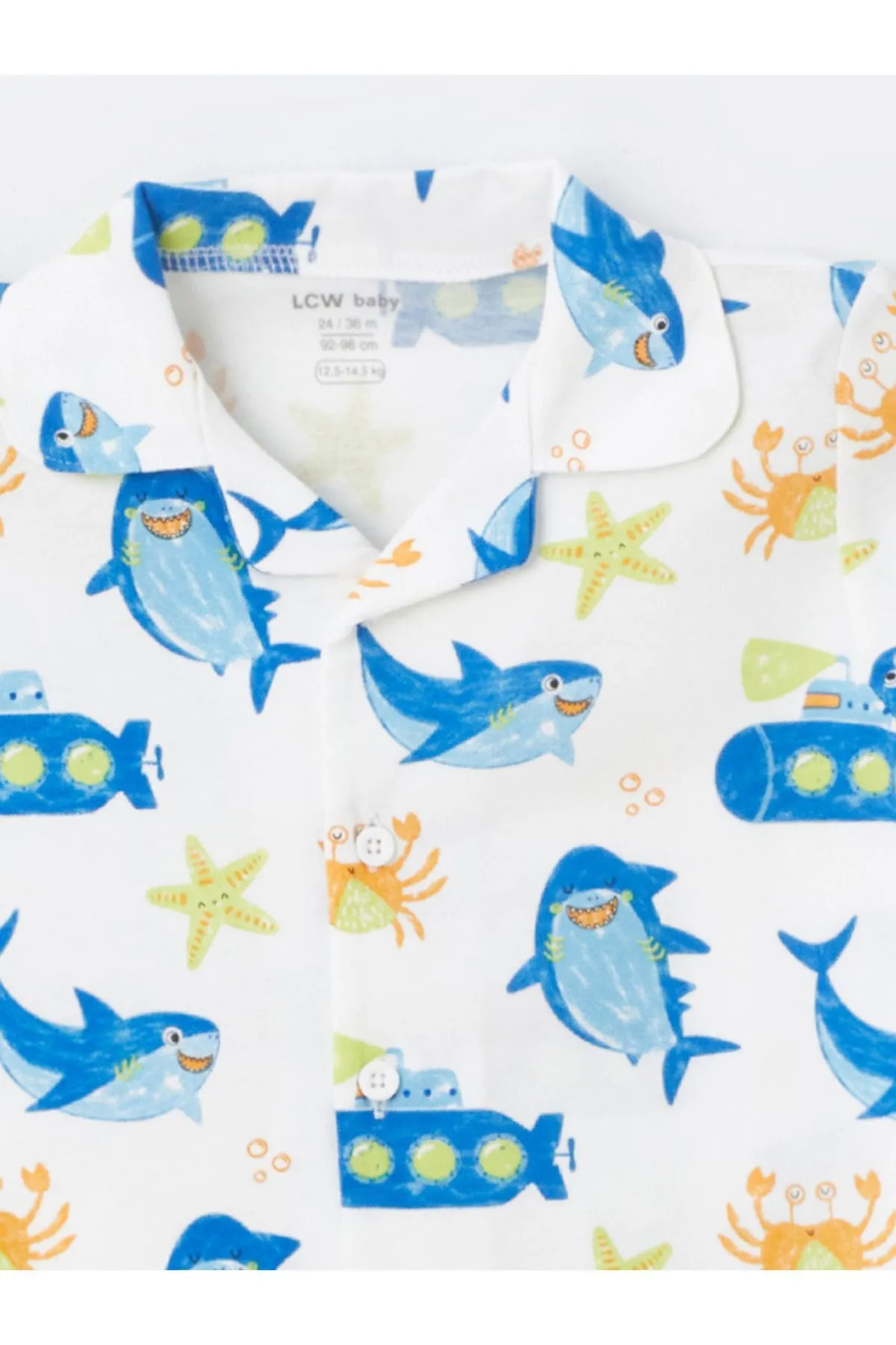 LC Waikiki  Kurzarm-Pyjama-Set für Jungen mit Polokragen und Bedruckung