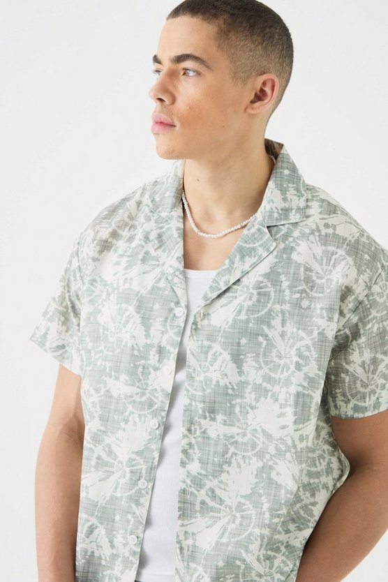 Kurzärmliges kastiges Batik Hemd