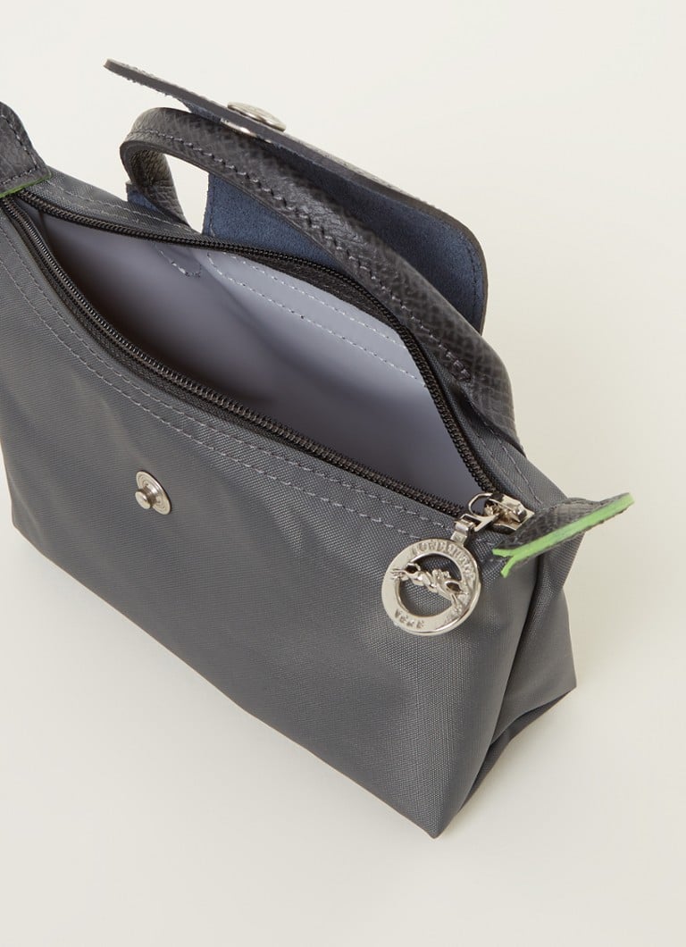 Geantă Longchamp Le Pliage verde cu detalii din piele