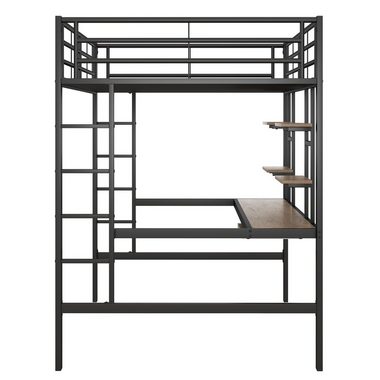 Gotagee Metallbett Jugendbett mit Schreibtisch Eisenbett 140x200cm Metallbett Hochbett