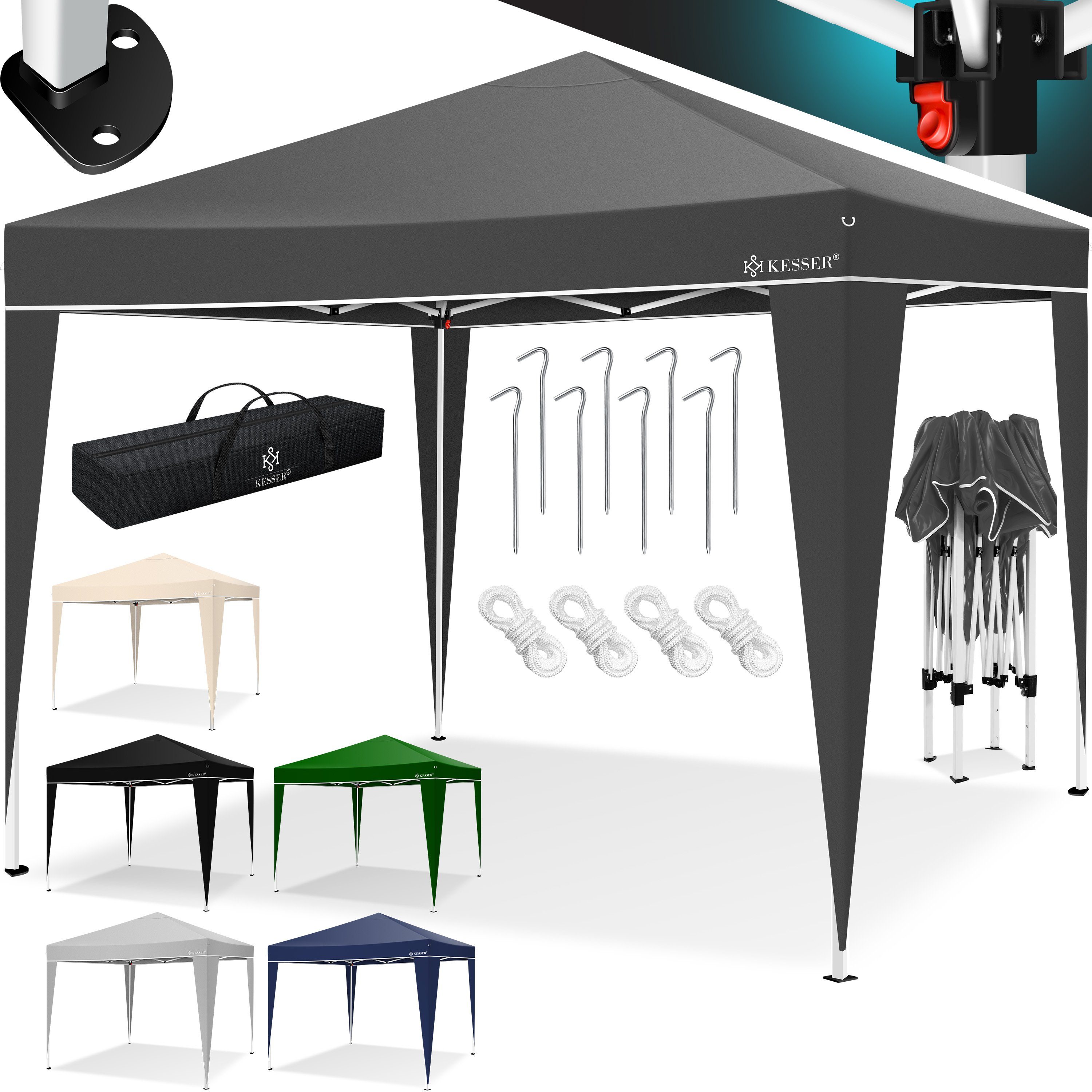 KESSER Pavillon, Pavillon 3x3m wasserdicht inkl. Tasche Pop-Up Klicksys