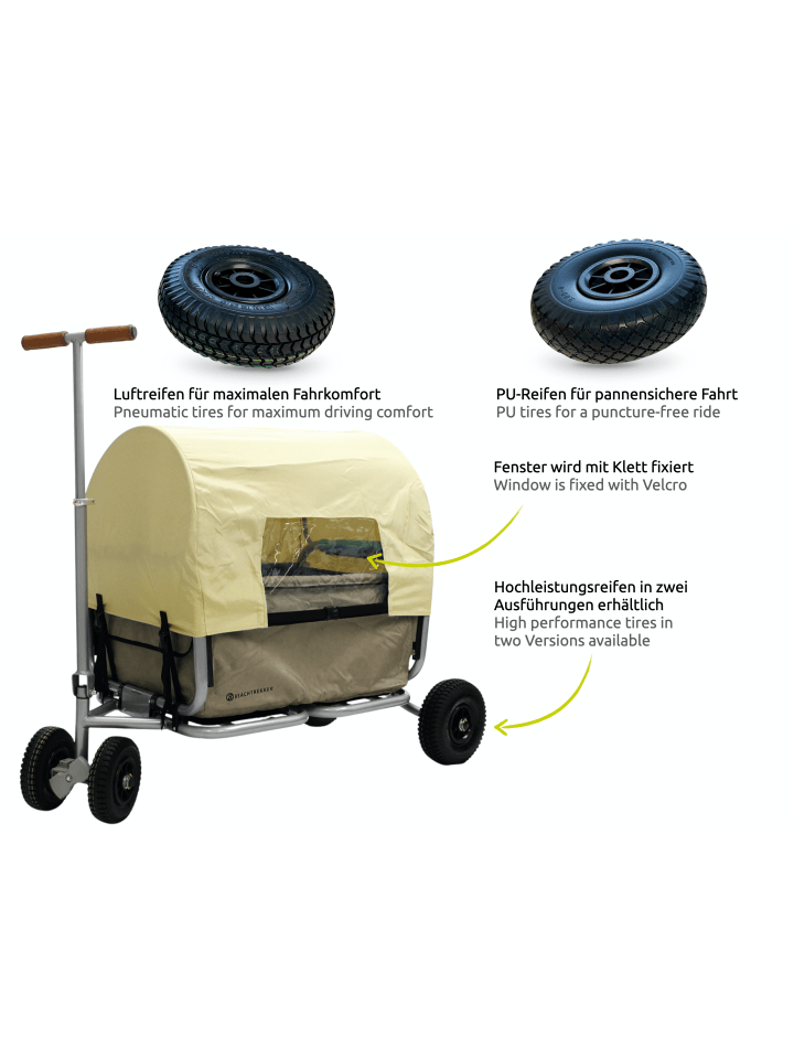 Beachtrekker Beachtrekker LiFe faltbarer Bollerwagen (Beige)   Bremse   Sonnenverdeck günstig kaufen onesize