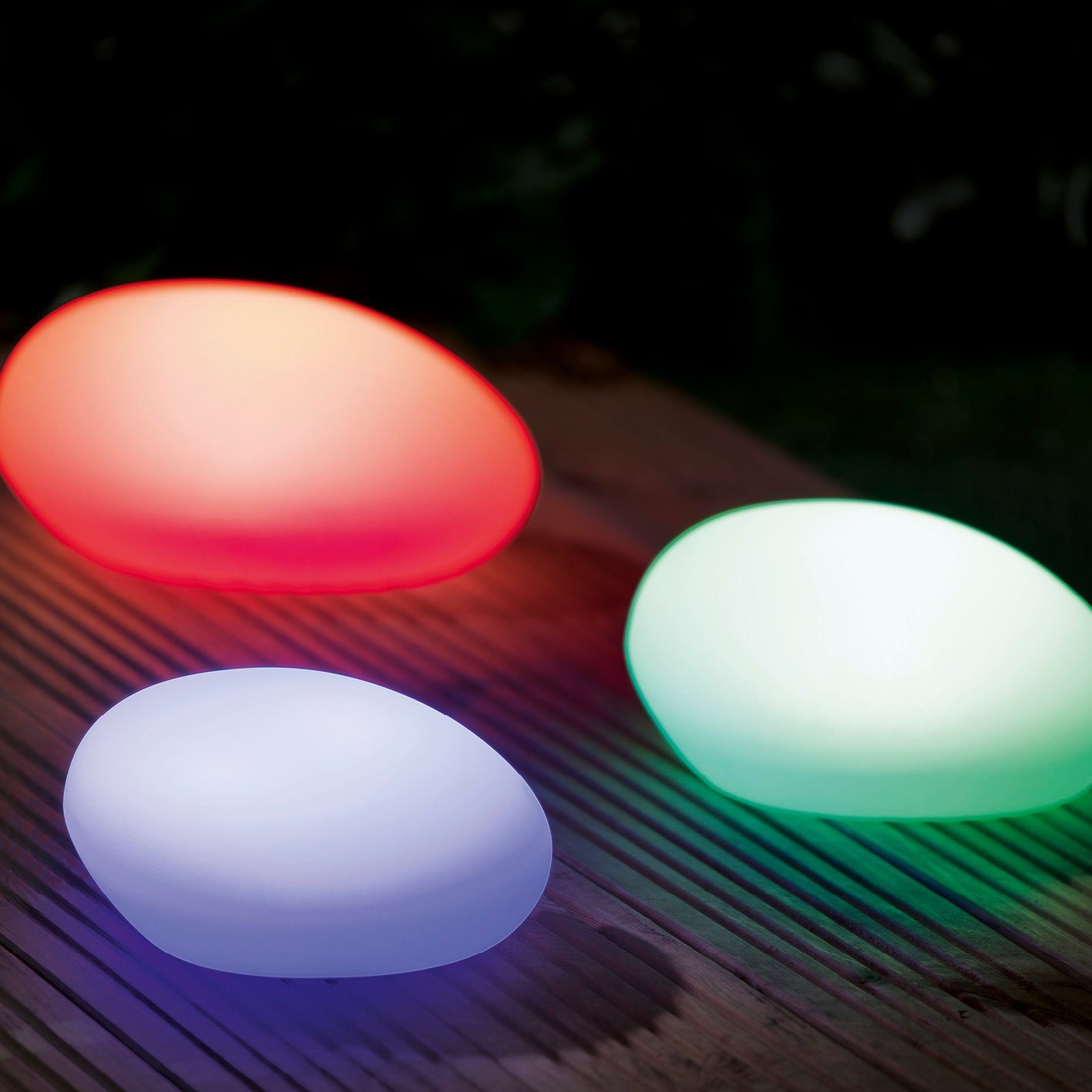 EASYmaxx LED Solarleuchte Stein Set flach 3-tlg.