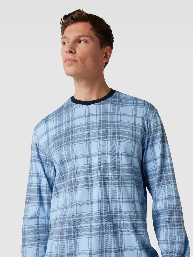 Pyjama mit Tartan-Karo in hellblau