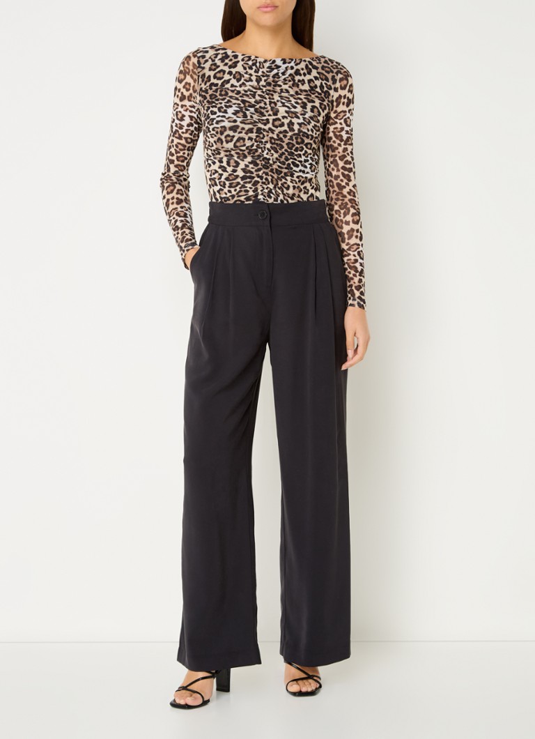 Modström Gwen semi-sheer top with panther print