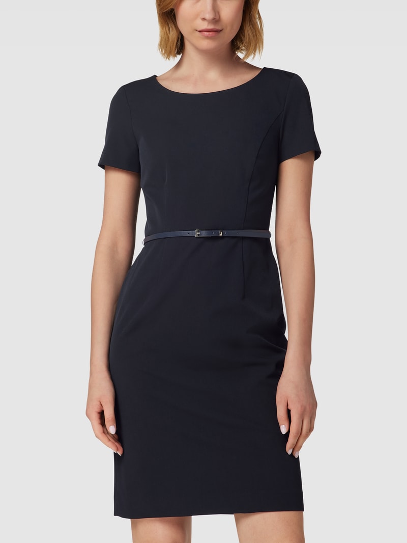 Kleid mit Rundhalsausschnitt in marineblau