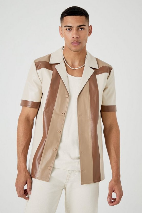 Pu Colourblock Stripe Shirt