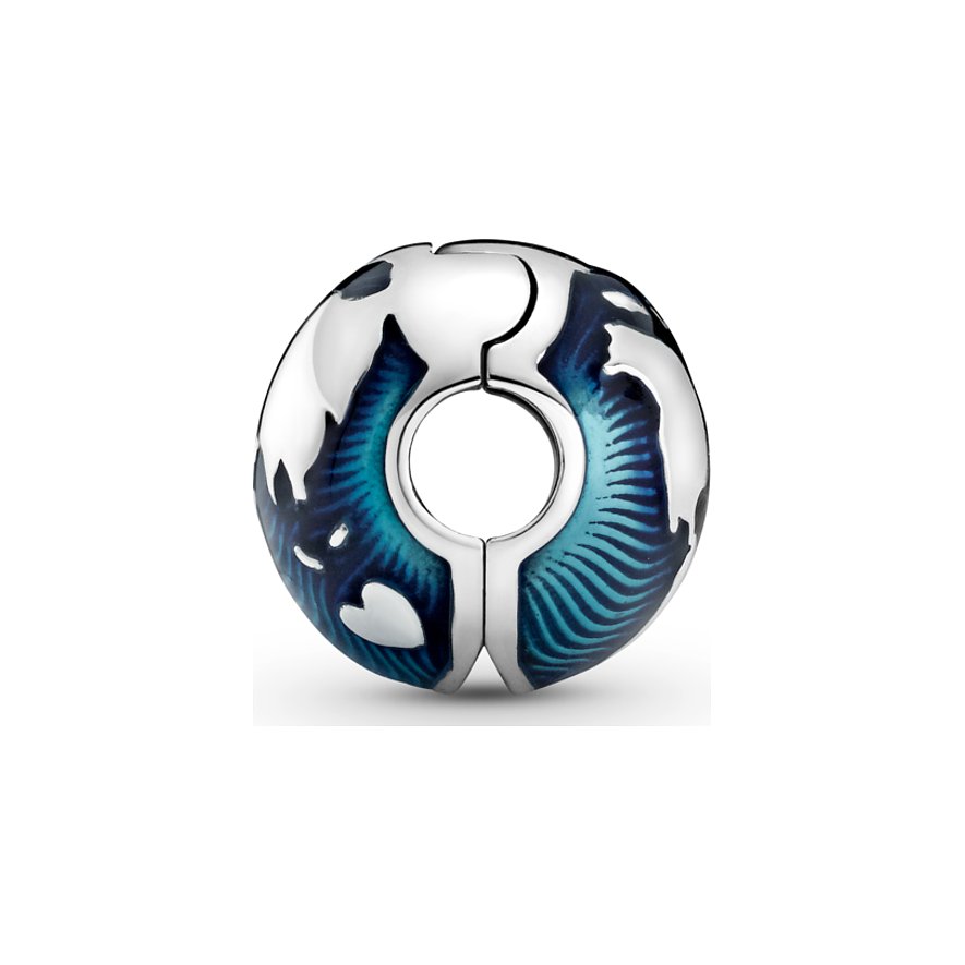 Pandora Charm Moments Blauer Globus Clip