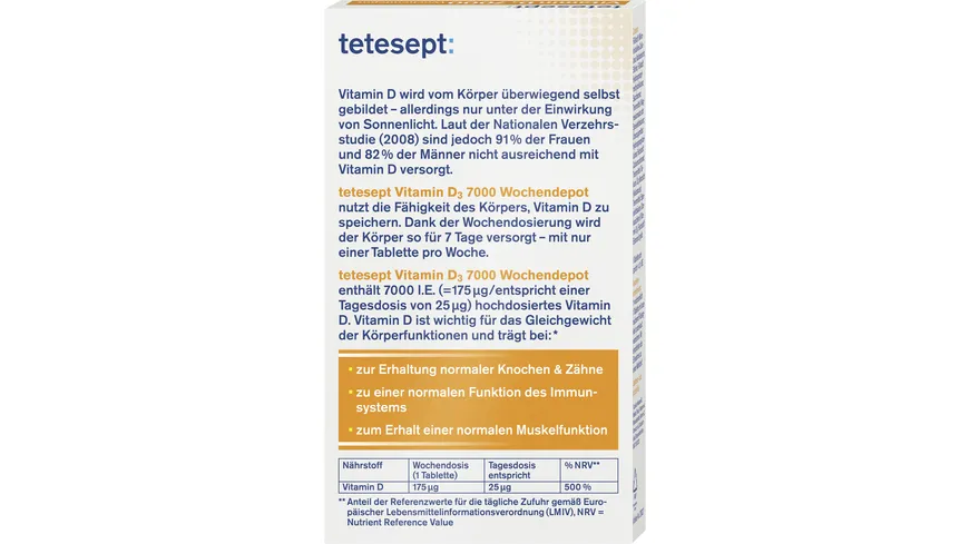 tetesept Vitamin D3 7000 Wochendepot 12 Stück
