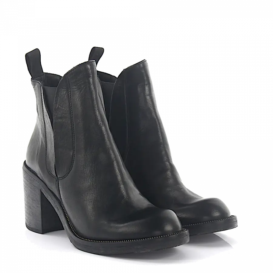 ROSS B. - Cowboy-/ Bikerstiefeletten Kalbsleder Stretch schwarz - schwarz