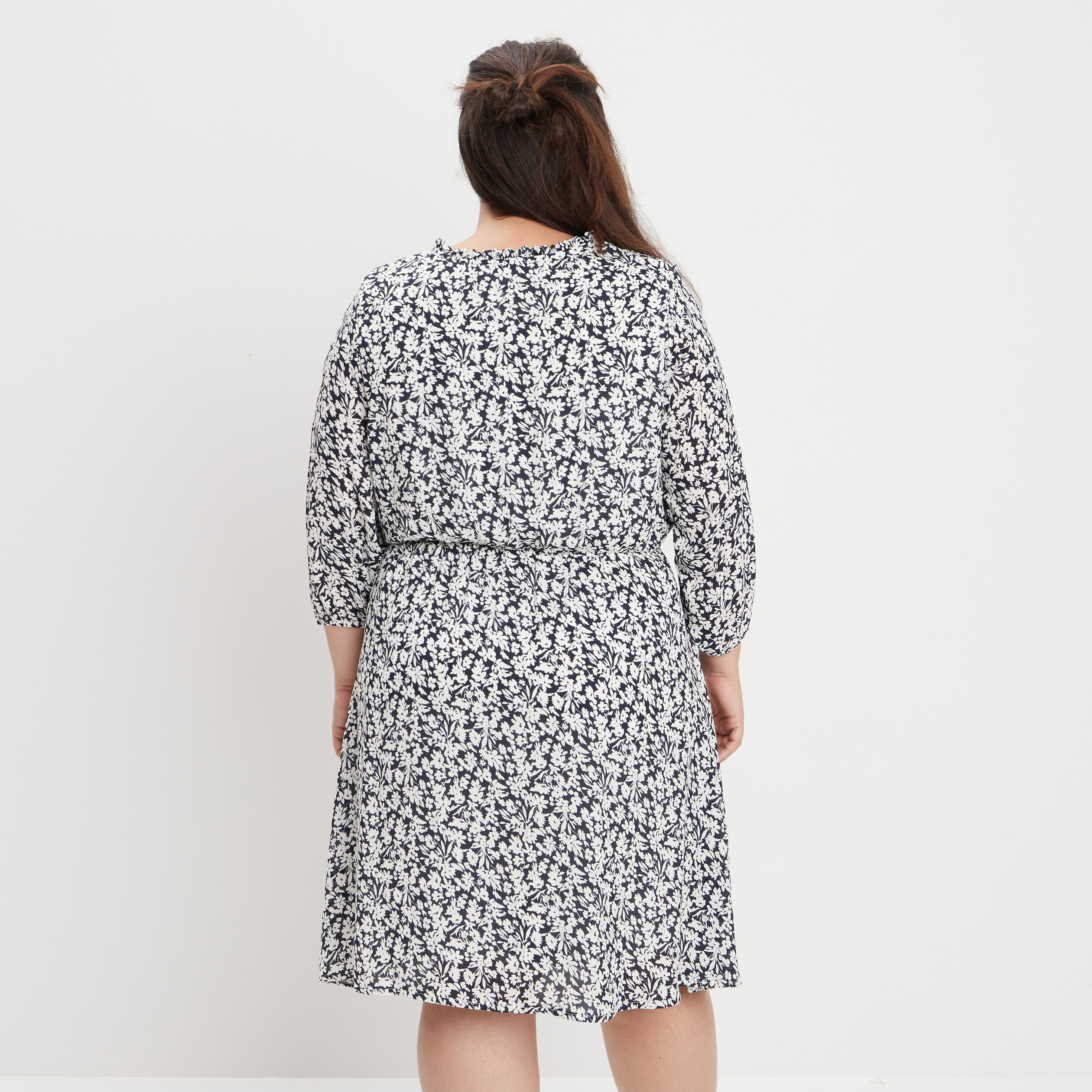 Robe évasée manches 3 4 bleu marine femme grande taille | La Halle