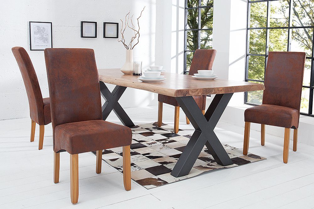 riess-ambiente Polsterstuhl CASA vintage braun, Esszimmer · Microfaser · Massivholz