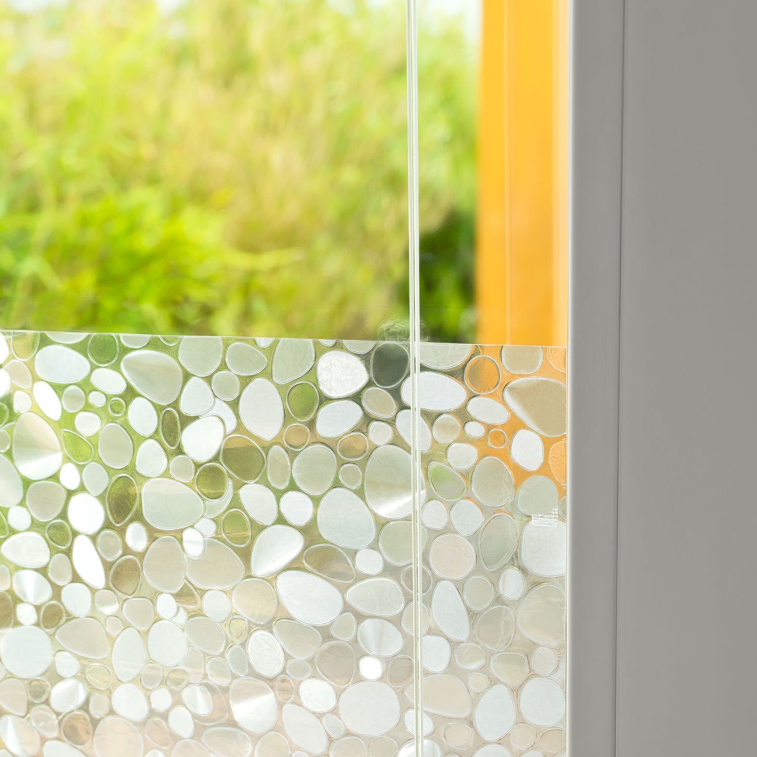 Fensterfolie Fensterfolie Sichtschutzfolie, Stein-Optik, SELBSTKLEBEND, statisch haftend, Blickschutzfolie für Fenster, Tür, Glas-Trennwand für Küche Bad und Büro, shelfmade