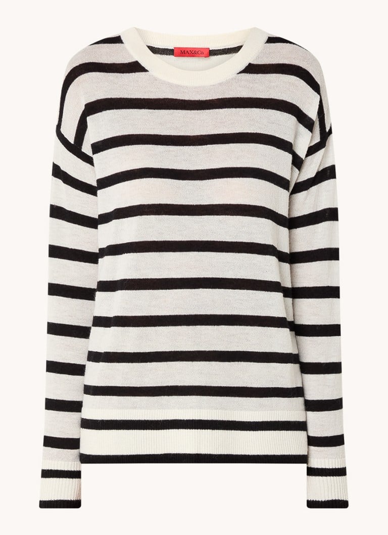 Maglione a maglia fine a coste piatte di Max & Co in misto lana a righe