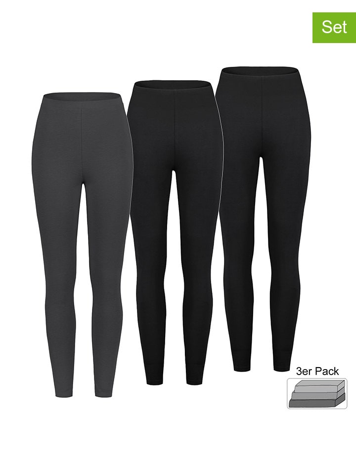 Sublevel 3er-Set: Leggings in Schwarz/ Anthrazit günstig kaufen