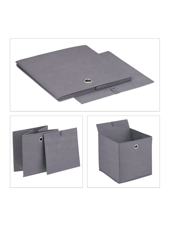 relaxdays 4 x Aufbewahrungsbox in Grau - (B)30 x (H)30 x (T)30 cm günstig kaufen onesize