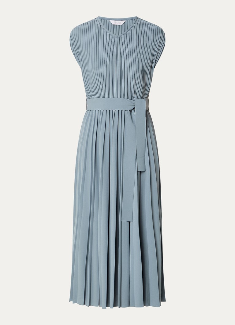 Abito midi MaxMara Kiss con dettagli plissettati e cintura da annodare