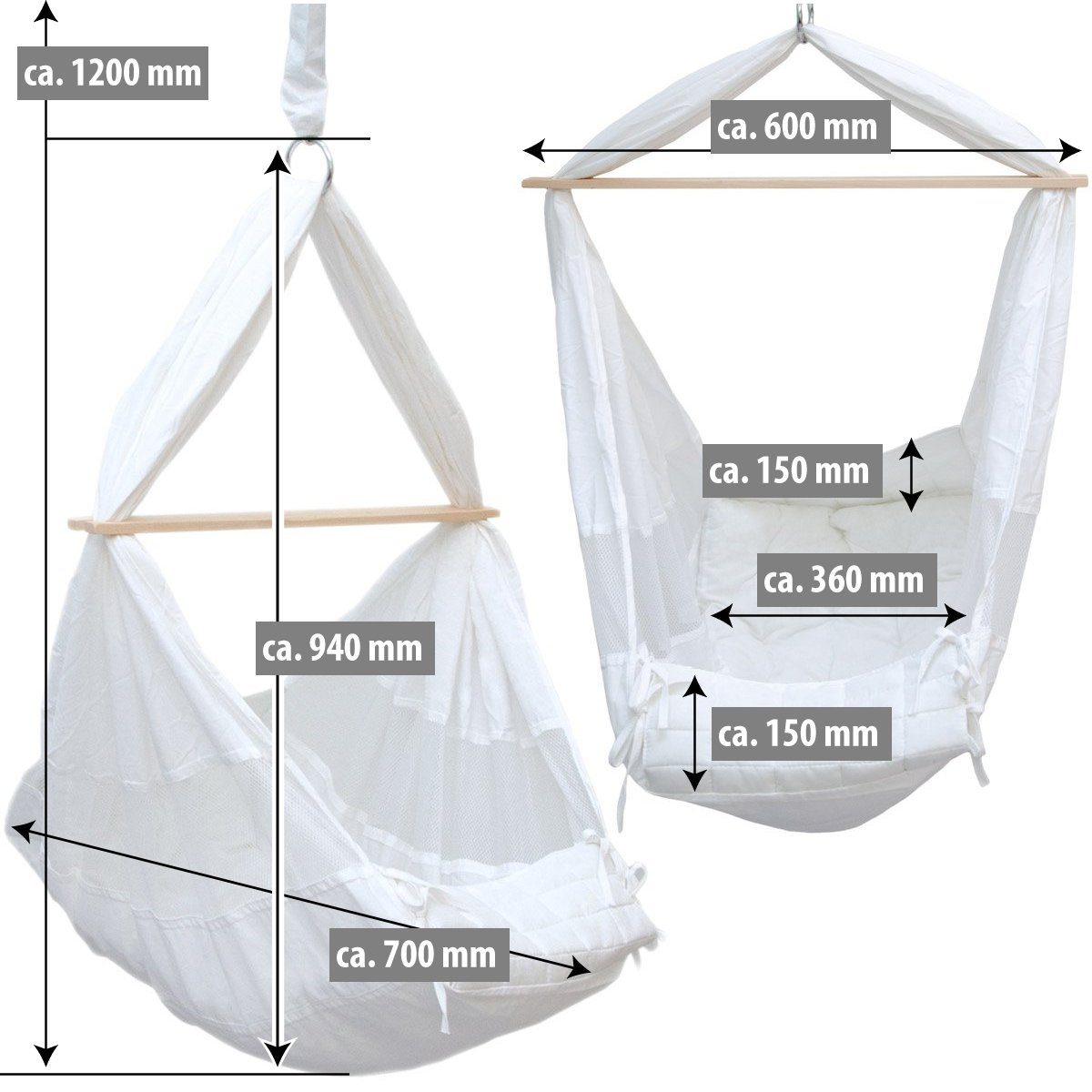 AMANKA Babywippe Baby Federwiege mit 100cm Kette Schwerlast Decke, Hängematte mit Feder+Matratze