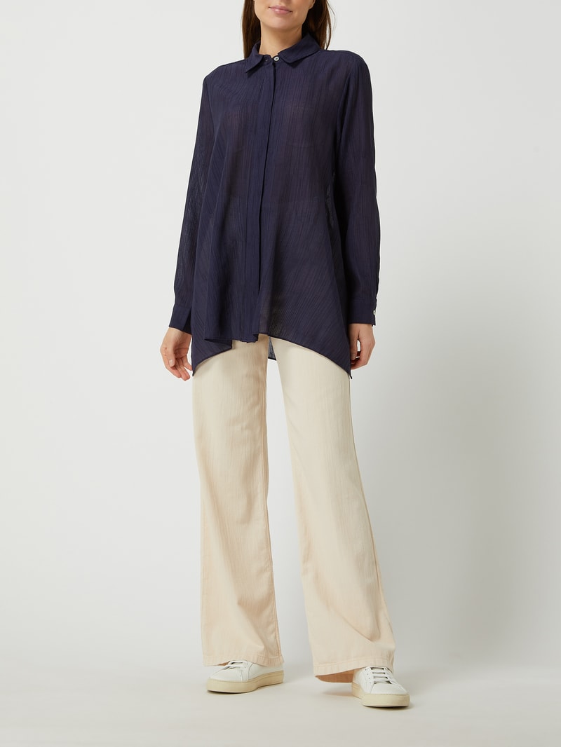 Oversized Bluse aus Krepp in dunkelblau