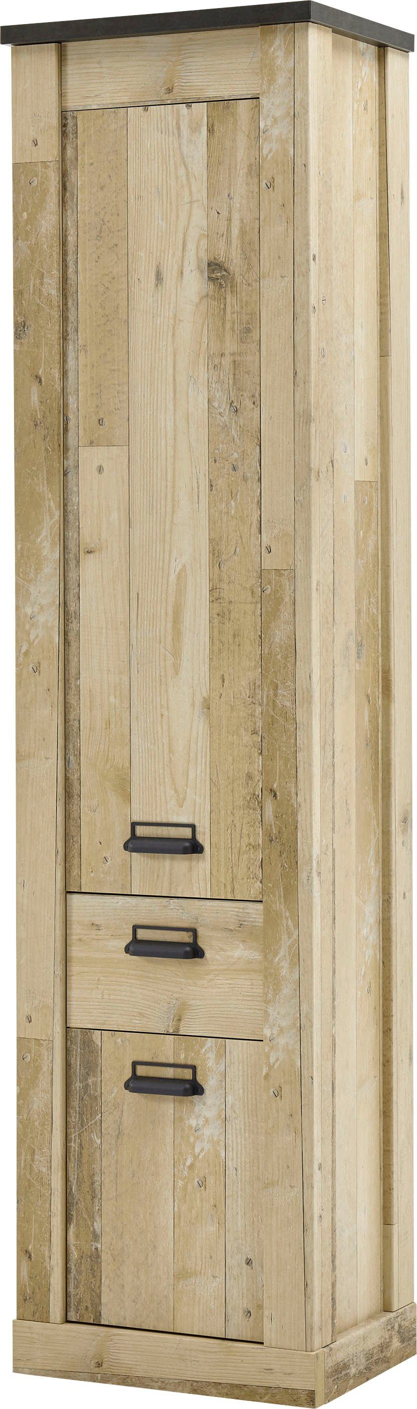 Home affaire Stauraumschrank SHERWOOD in modernem Holz Dekor, mit Apothekergriffen aus Metall, Höhe 201 cm