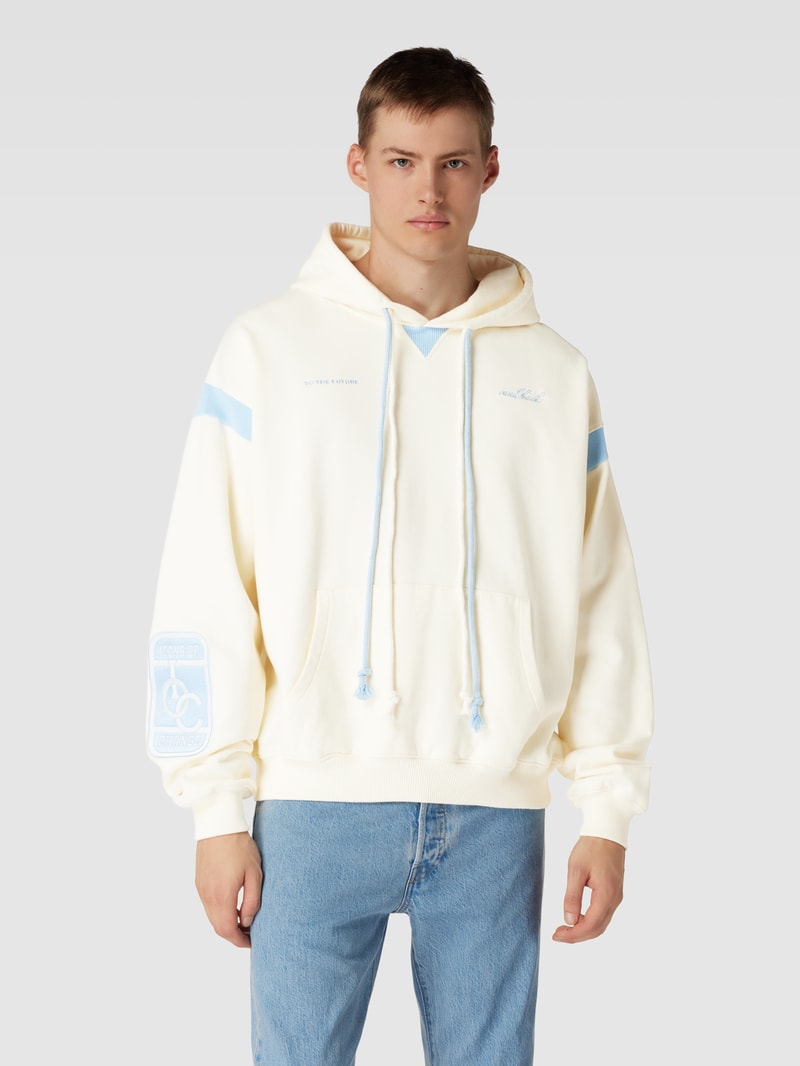 Hoodie mit Label-Stitching in offwhite